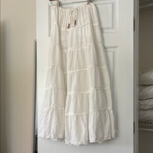 Free People Cream Tiered Maxi Skirt Resort Wear